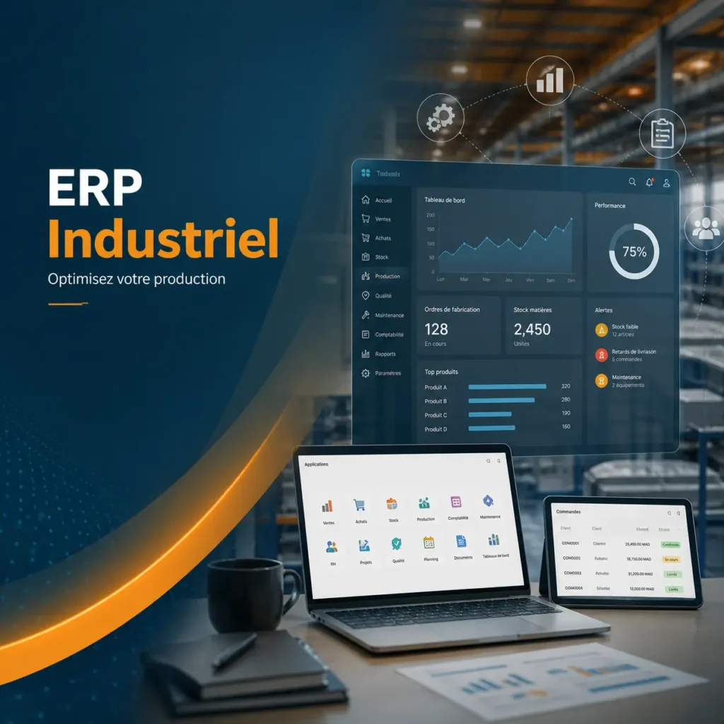 ERP de gestion de production industrielle sur mesure pour optimisation des ateliers et des stocks
